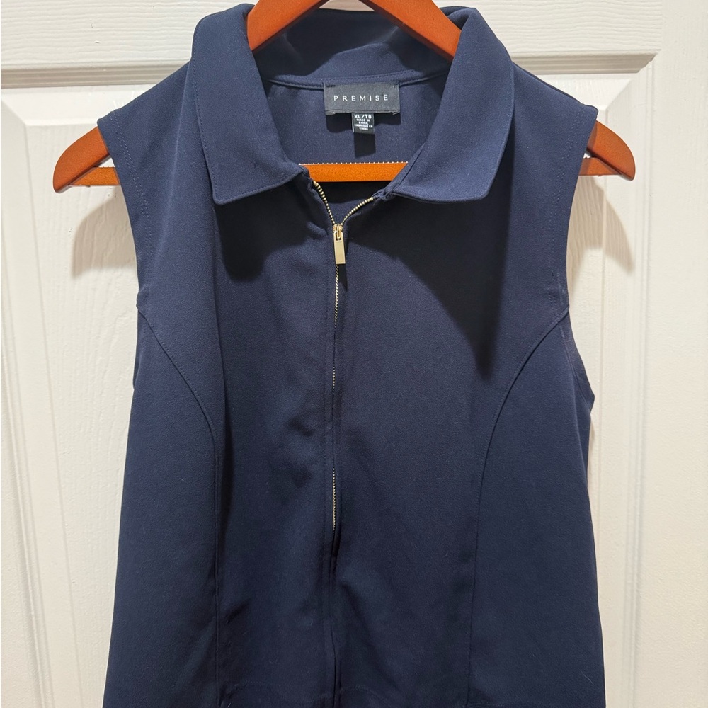 Premise Navy Garment with Zip Accent